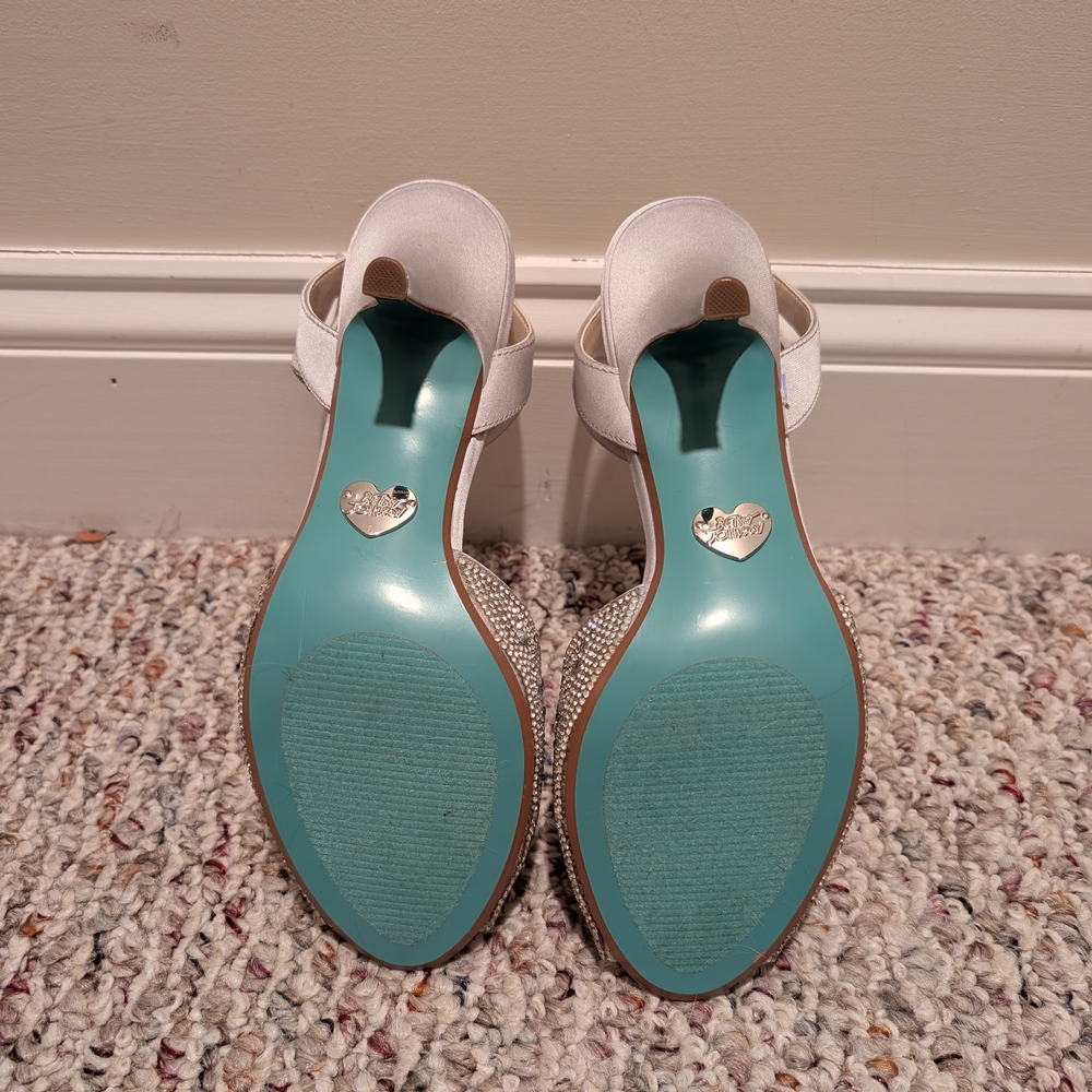 Sparkly Rhinestone Silver Betsey Johnson Heels - Picture 5 of 6